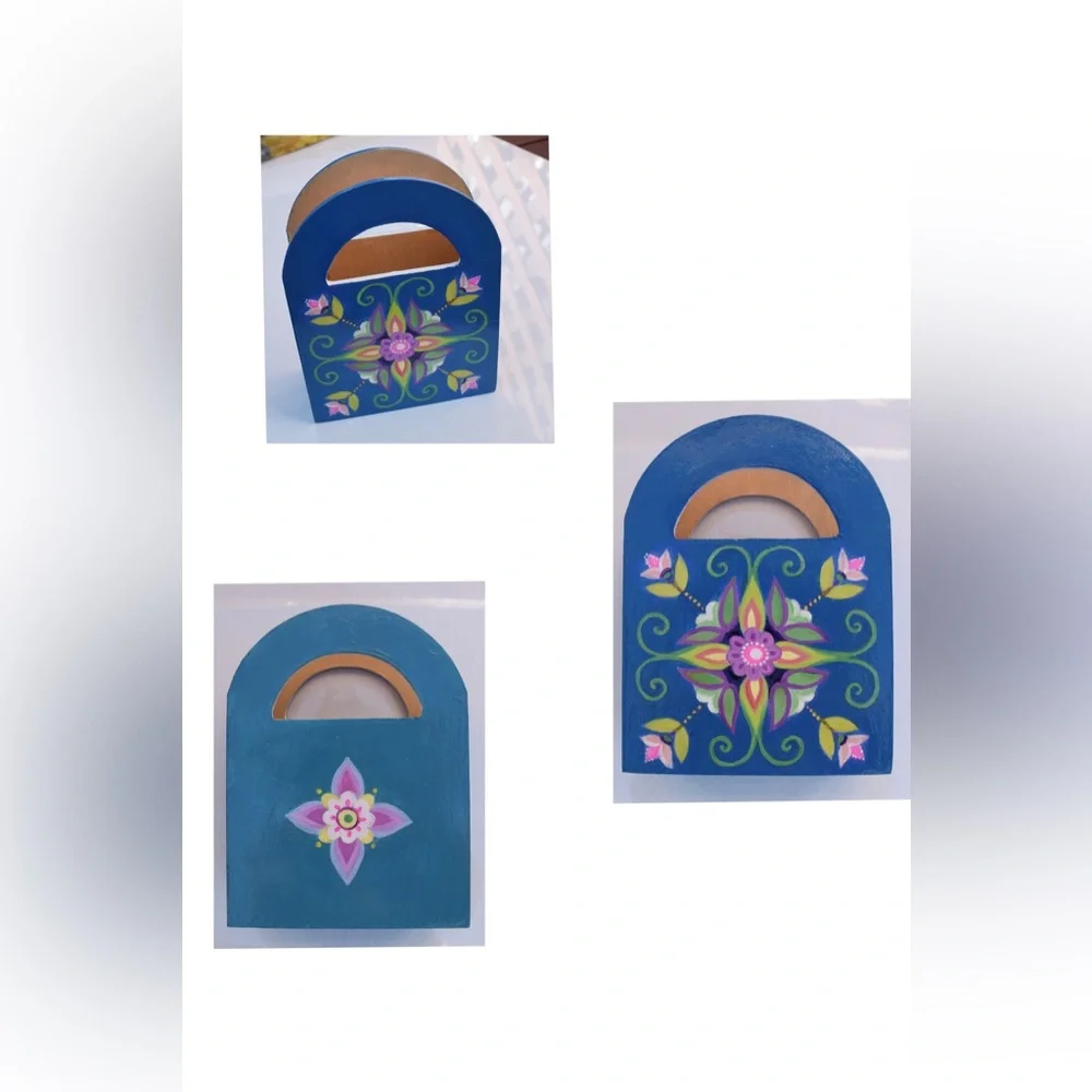 New Painted Wooden Handle Box